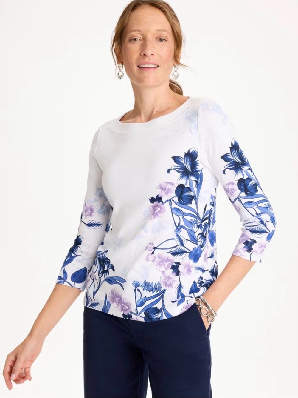 NWT Chico’s Printed Pima Cotton 3/4 Sleeve Tee 3 or XL